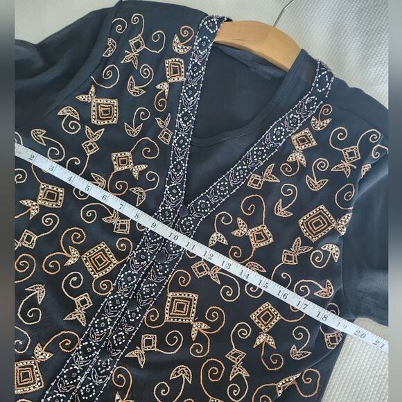 Tan CHHO made in India sequins skirt and cardigan set - Picture 6 of 16